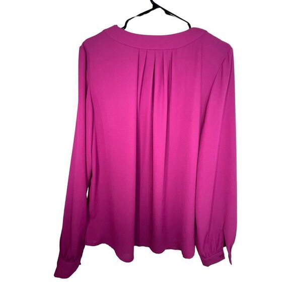 Ro & De Magenta Long Sleeve Professional Button Up Blouse - Picture 3 of 4